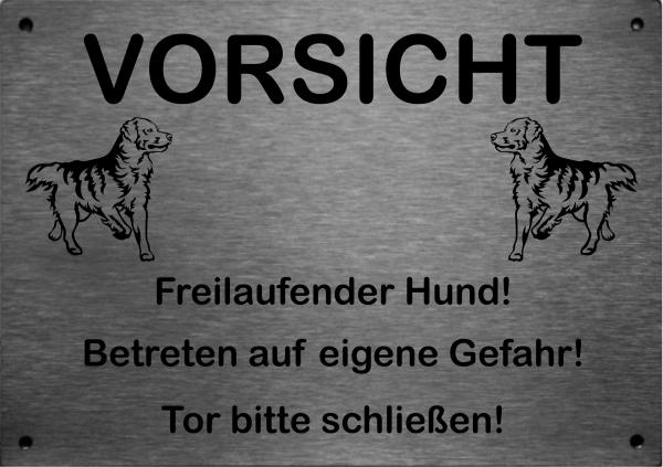 Warnschild Hund Edelstahl: "Achtung freilaufender Hund"
